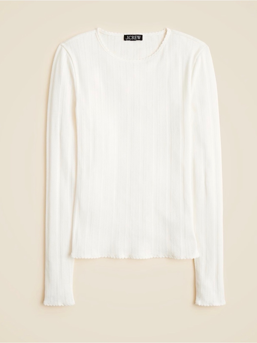 J. Crew Women’s Cream New pointelle long-sleeve T-shirt.XS. NWT.